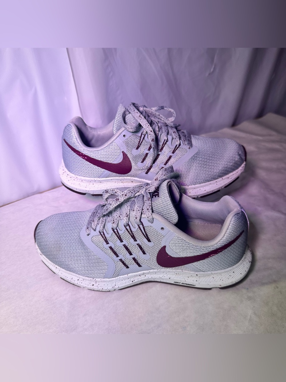 Nike Women’s Athletic Shoes - Light Gray with Burgundy Swoosh